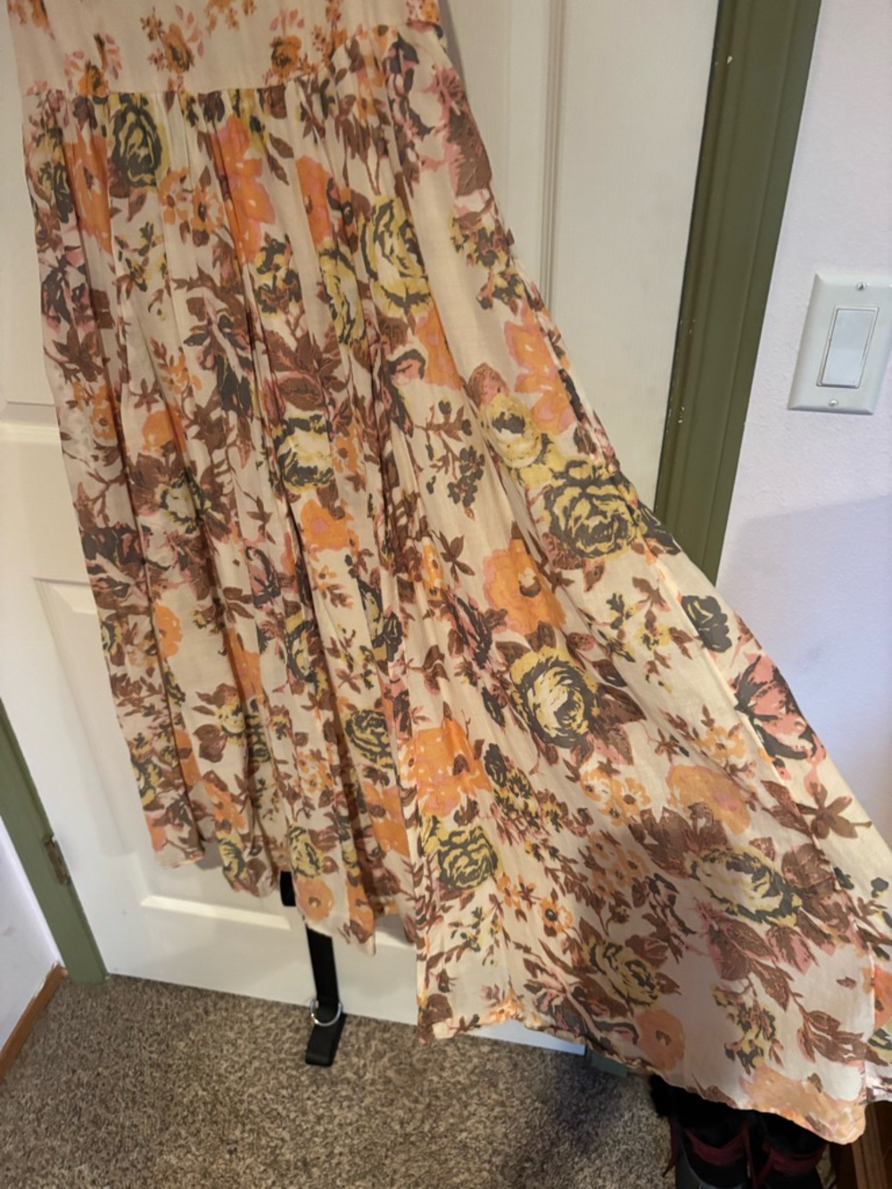 Free People Cream Maxi Dress with Orange, Brown and Yellow Floral Print - Picture 5 of 16